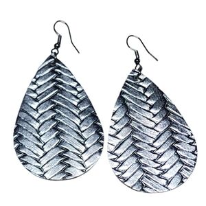 Faux leather woven earrings